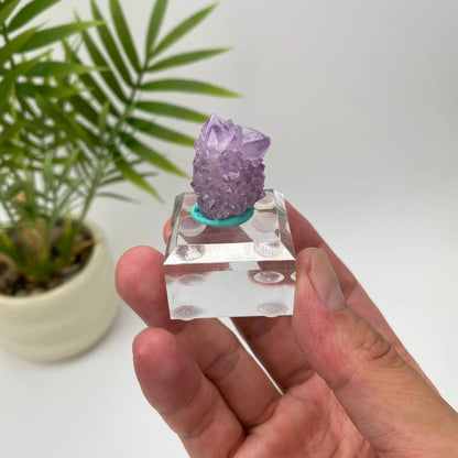 Natural Cactus Amethyst Teal-Base Specimen with Stand