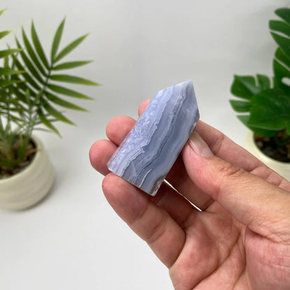 Natural Blue Lace Agate Tower Carving
