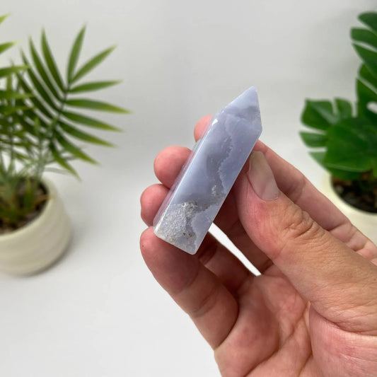 Natural Blue Lace Agate Tower Carving