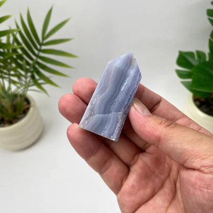 Natural Blue Lace Agate Tower Carving