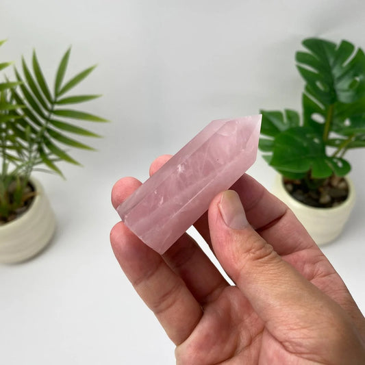 Natural Rose Quartz Tower – Pale Rose Pink