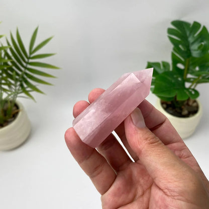 Natural Rose Quartz Tower – Pale Rose Pink
