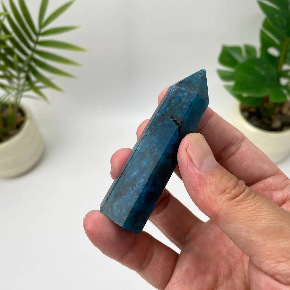 Natural Blue Apatite Tower – Deep Blue Translucent
