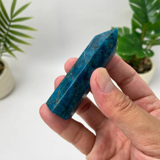 Natural Blue Apatite Tower – Deep Blue Translucent