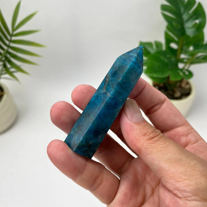 Natural Blue Apatite Tower – Deep Blue Translucent