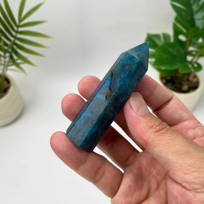 Natural Blue Apatite Tower – Deep Blue Translucent