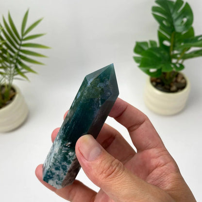 Natural Moss Agate Tower
