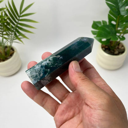 Natural Moss Agate Tower