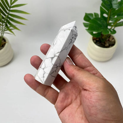 Natural Howlite Tower Carving