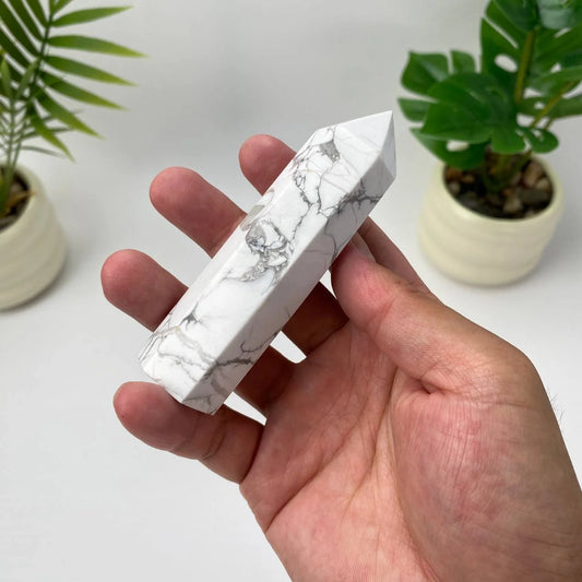 Natural Howlite Tower Carving