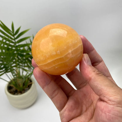 Natural Yellow Calcite Sphere