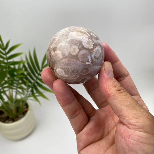 Natural Cherry Blossom Agate Sphere