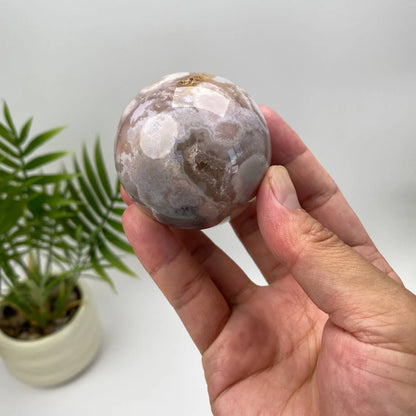 Natural Cherry Blossom Agate Sphere