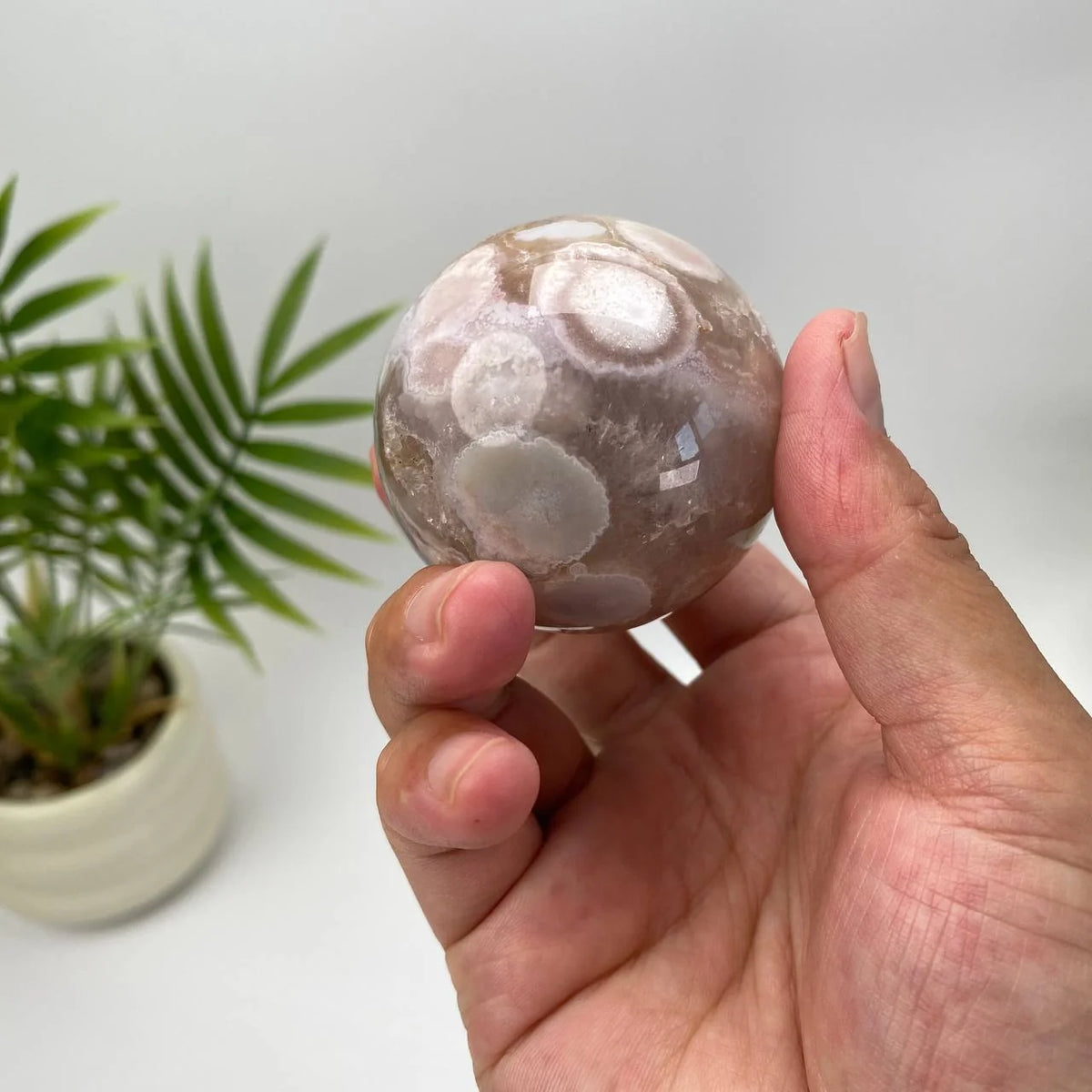 Natural Cherry Blossom Agate Sphere