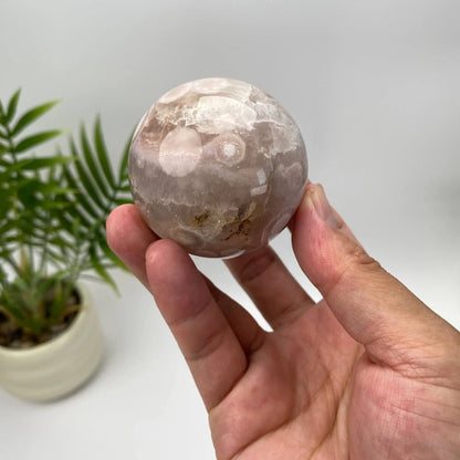 Natural Cherry Blossom Agate Sphere