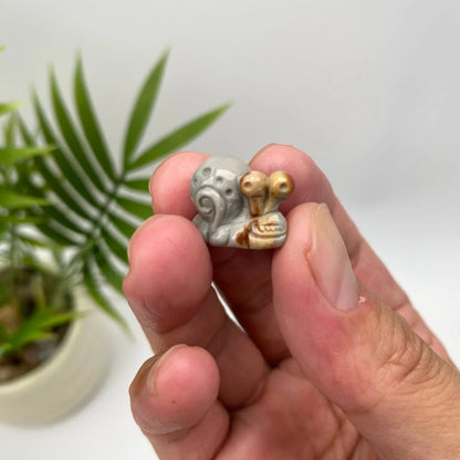 Natural Alashan Agate Snail Carving