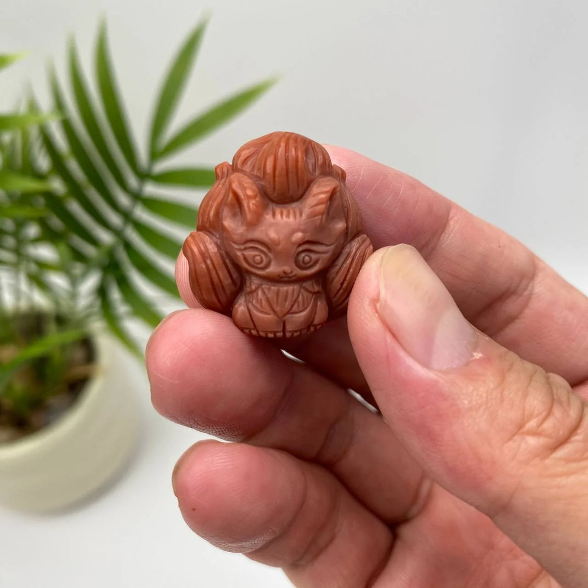 Natural Alashan Agate Nine-Tailed Fox Carving