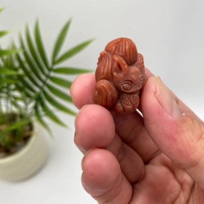 Natural Alashan Agate Nine-Tailed Fox Carving