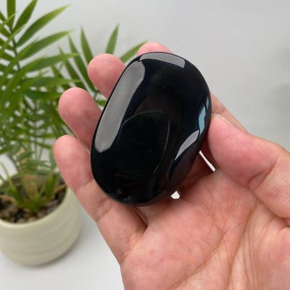 Natural Obsidian Palm Stone