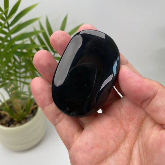 Natural Obsidian Palm Stone