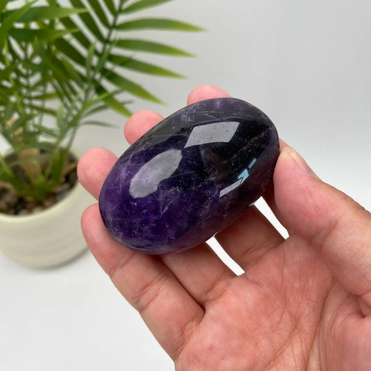 Natural Dream Amethyst Palm Stone
