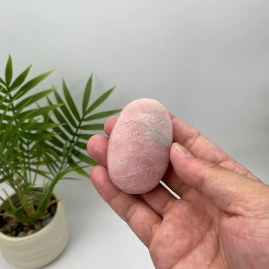 Natural Pink Opal Palm Stone