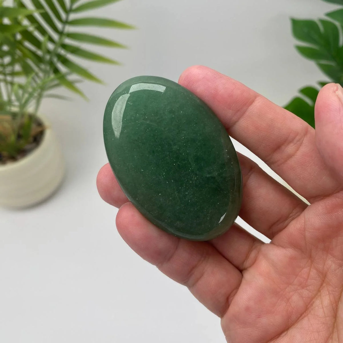 Natural Green Strawberry Quartz Palm Stone