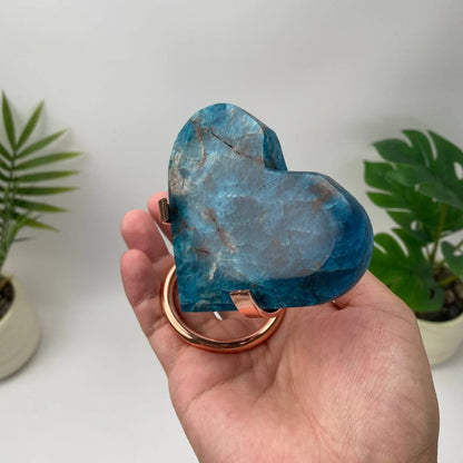 Natural Blue Apatite Heart with Stand