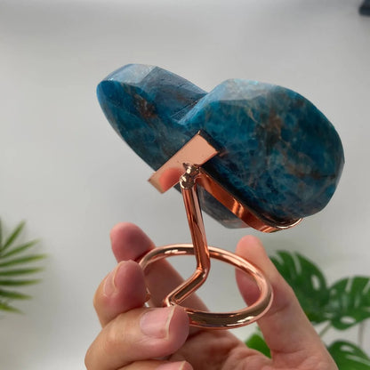 Natural Blue Apatite Heart with Stand