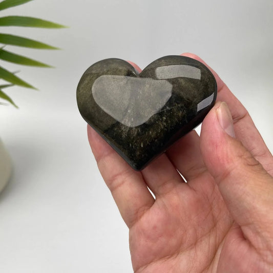 Natural Gold Sheen Obsidian Heart