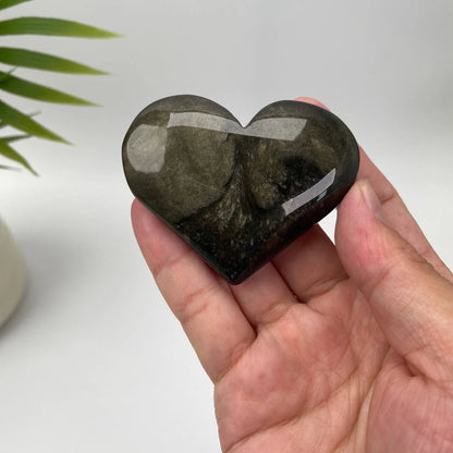 Natural Gold Sheen Obsidian Heart