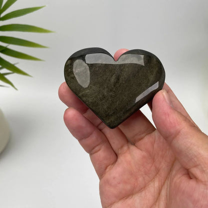 Natural Gold Sheen Obsidian Heart