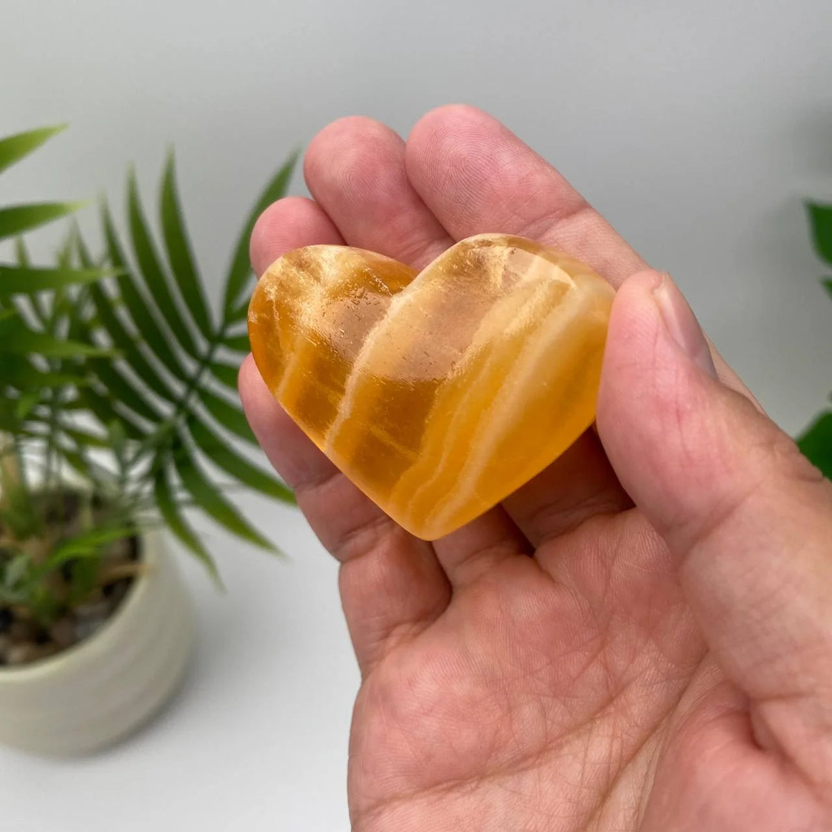 Natural Yellow Calcite Heart