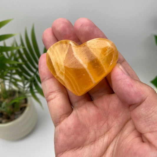 Natural Yellow Calcite Heart