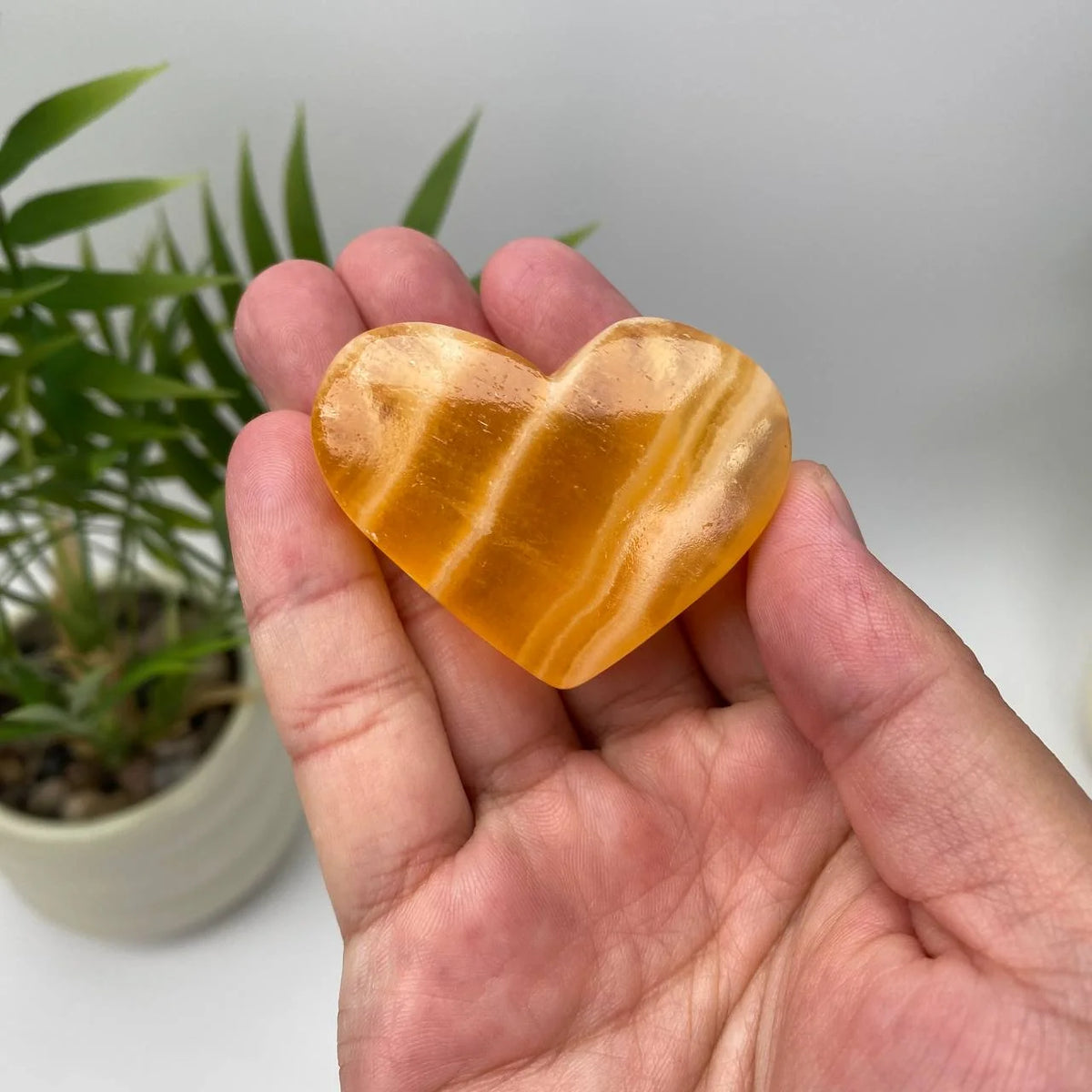 Natural Yellow Calcite Heart