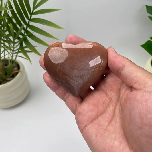 Natural Peach Moonstone Heart
