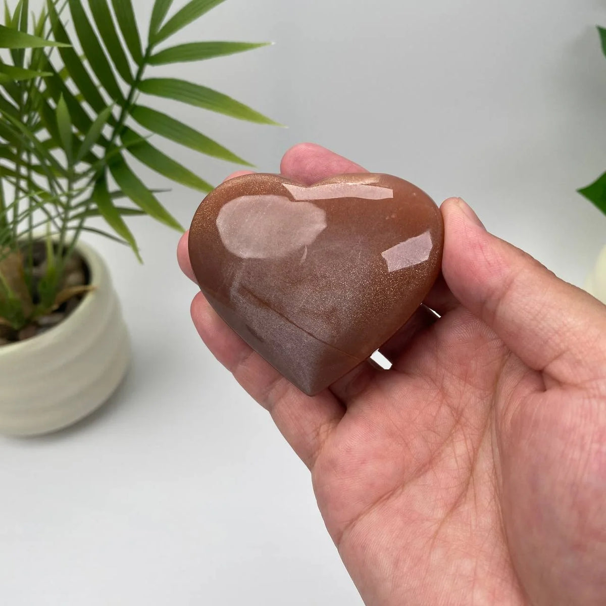 Natural Peach Moonstone Heart