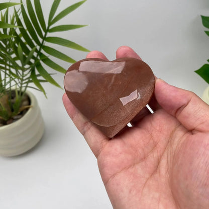 Natural Peach Moonstone Heart