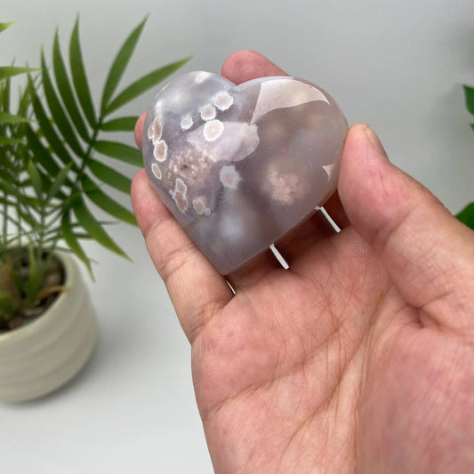 Natural Cherry Blossom Agate Heart