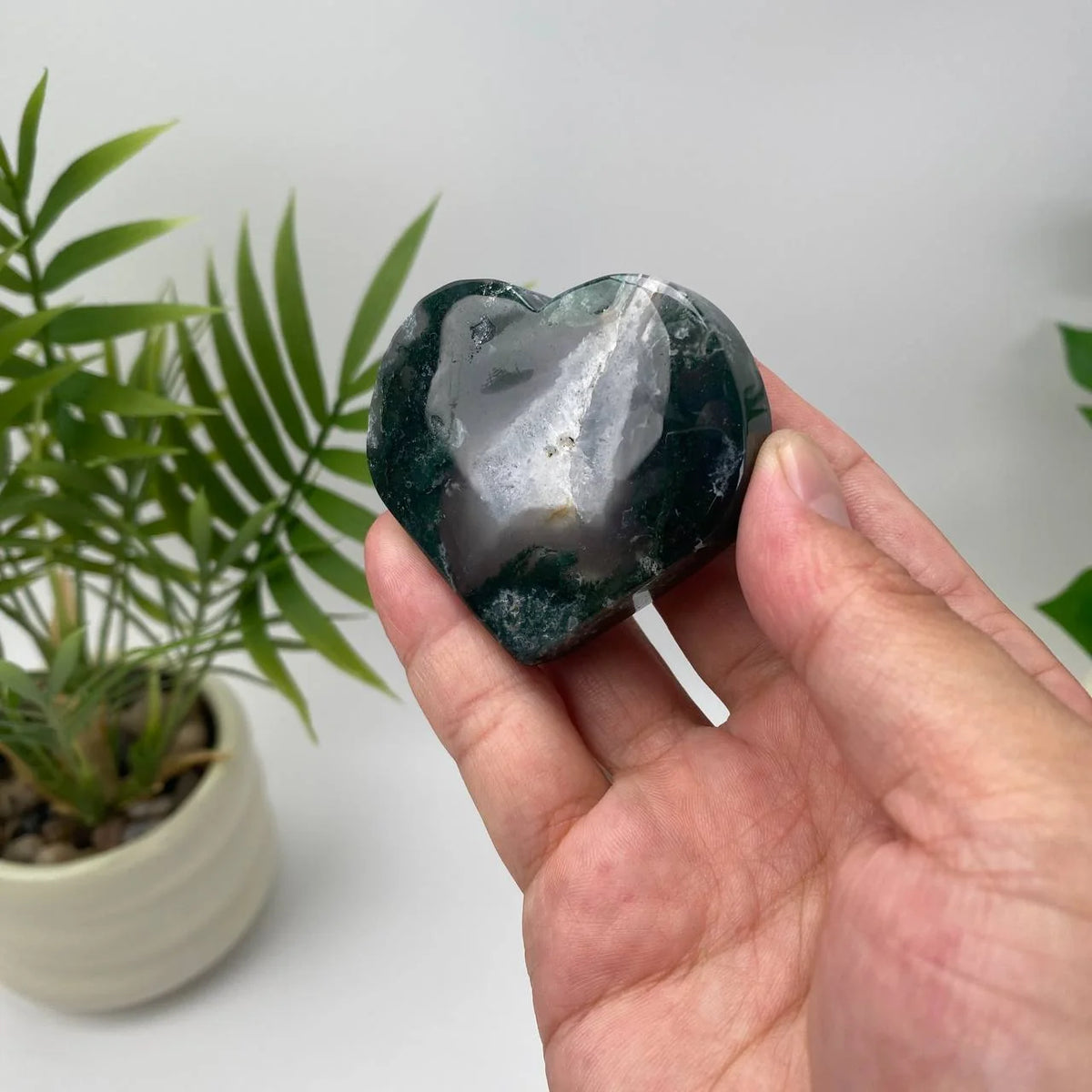 Natural Moss Agate Heart