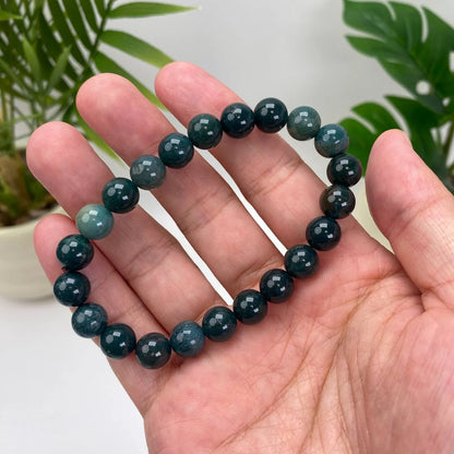 Natural Moss Agate Crystal Beaded Bracelet