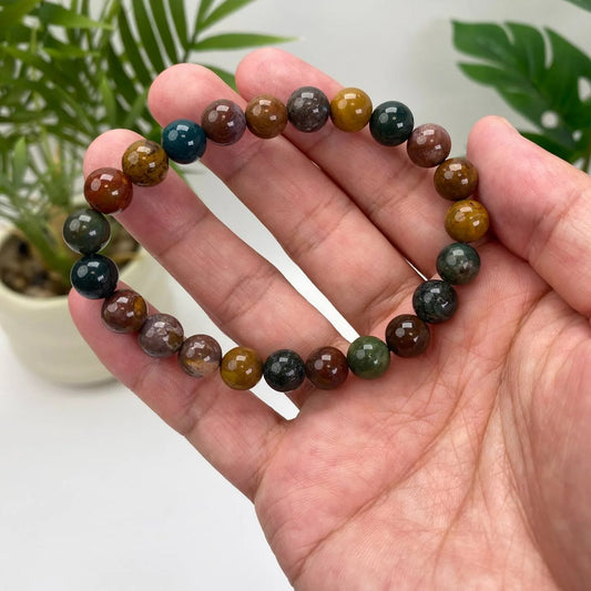 Natural Ocean Jasper Crystal Beaded Bracelet