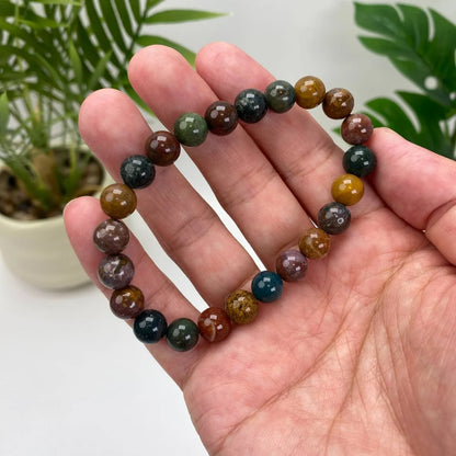 Natural Ocean Jasper Crystal Beaded Bracelet