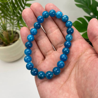 Natural Blue Apatite Crystal Beaded Bracelet