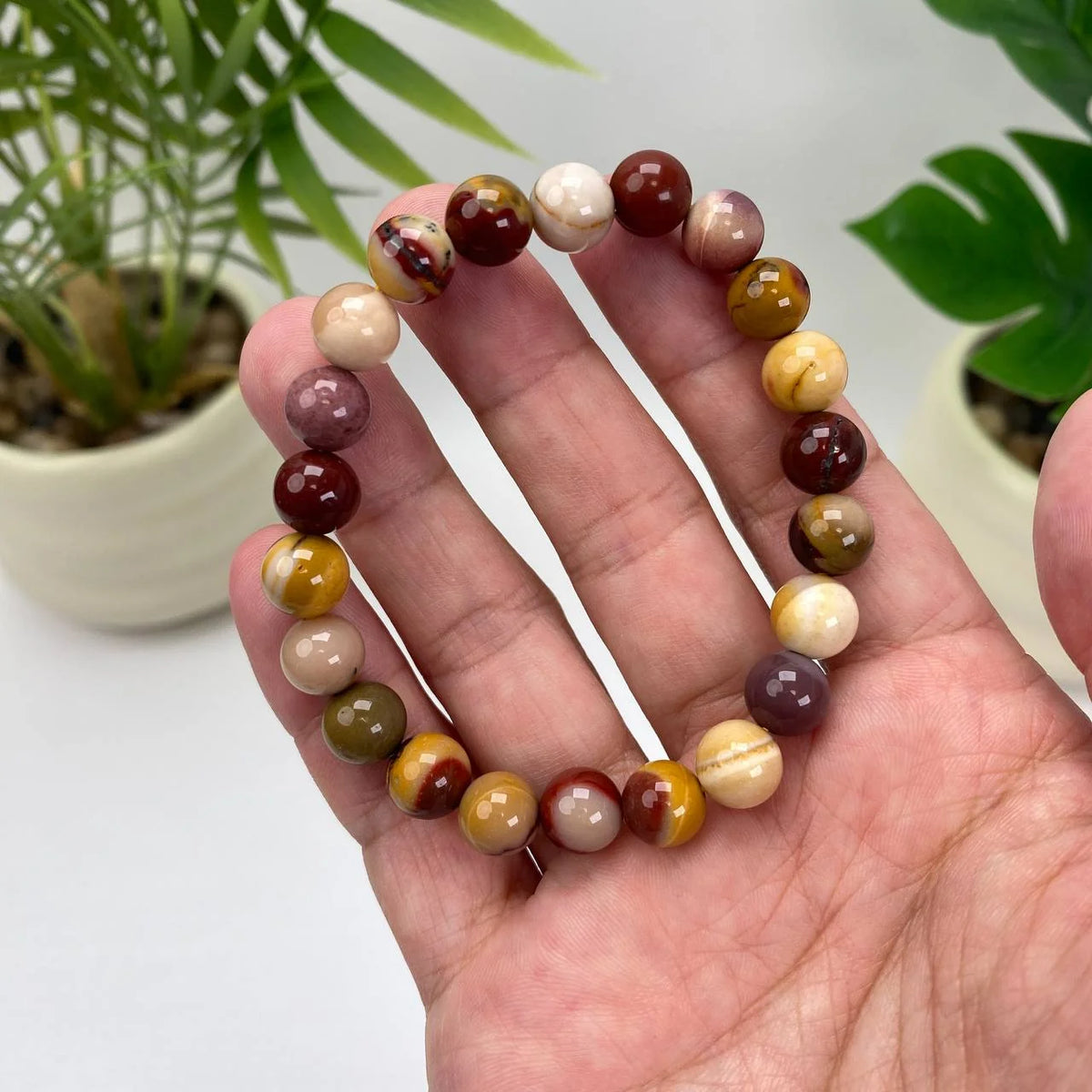 Natural Mookaite Crystal Beaded Bracelet