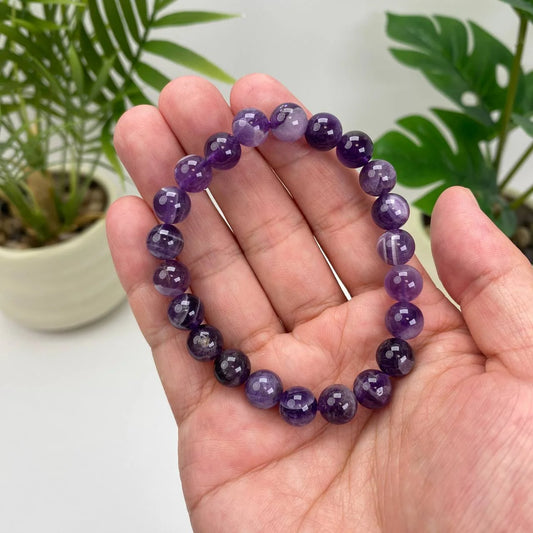 Natural Dream Amethyst Crystal Beaded Bracelet