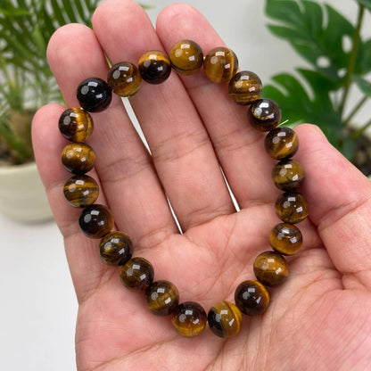 Natural Tiger Eye Crystal Beaded Bracelet