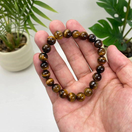 Natural Tiger Eye Crystal Beaded Bracelet