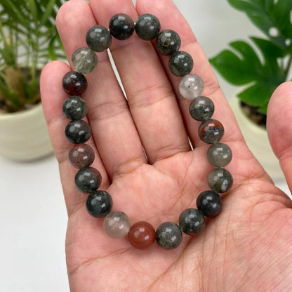 Natural African Bloodstone Crystal Beaded Bracelet