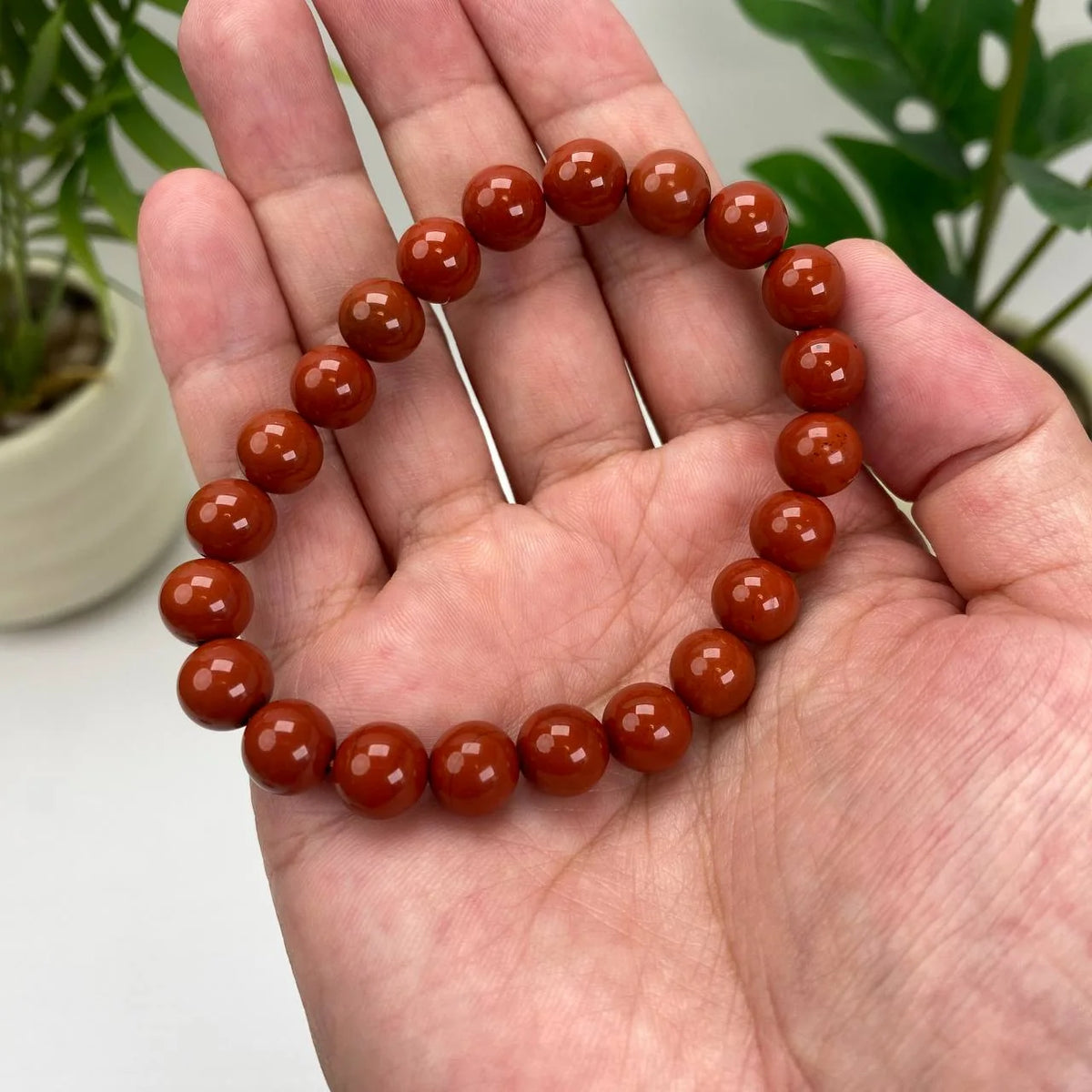 Natural Red Jasper Crystal Beaded Bracelet